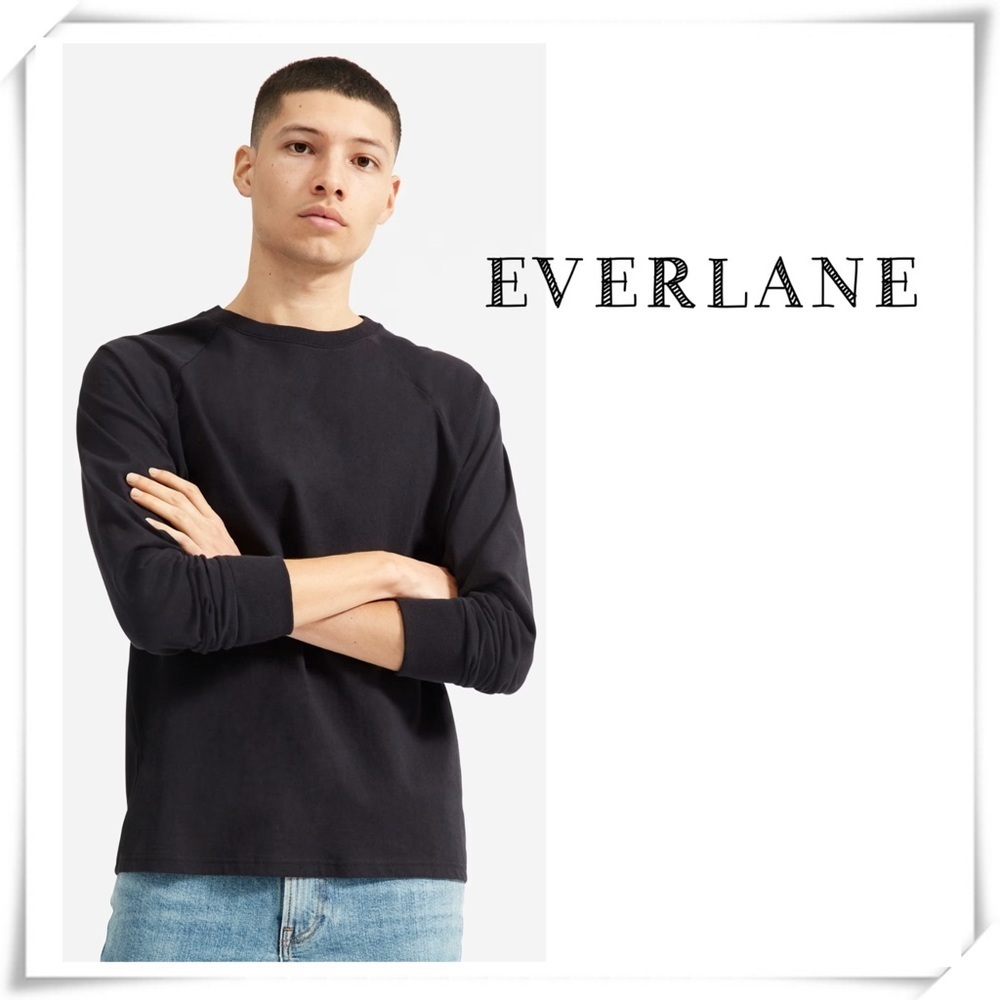 Everlane The Premium Weight Long-Sleeve Crew Shirt in Black Size M New with Tags